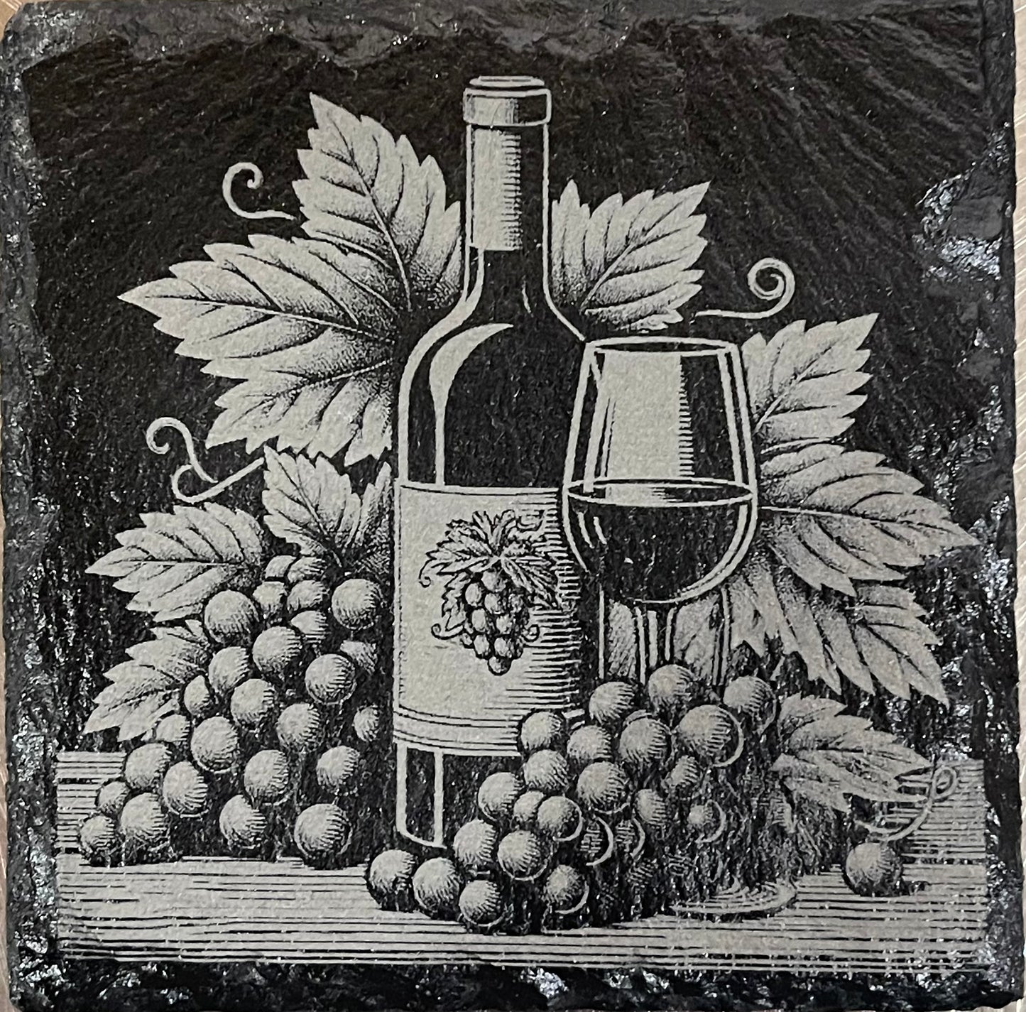 Laser Engraved Slate Coasters - Rustic Vineyard - SET OF 4