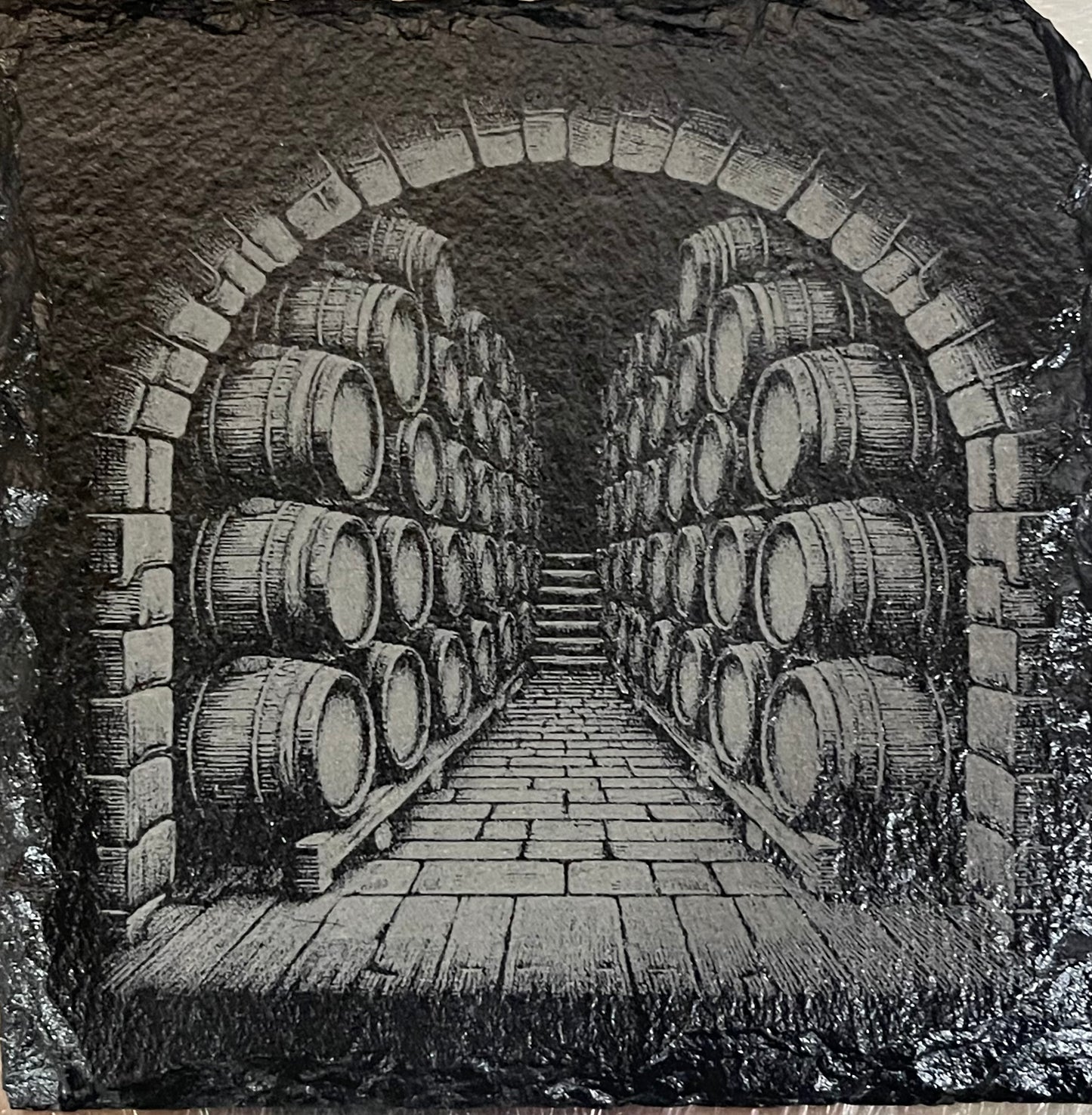 Laser Engraved Slate Coasters - Rustic Vineyard - SET OF 4
