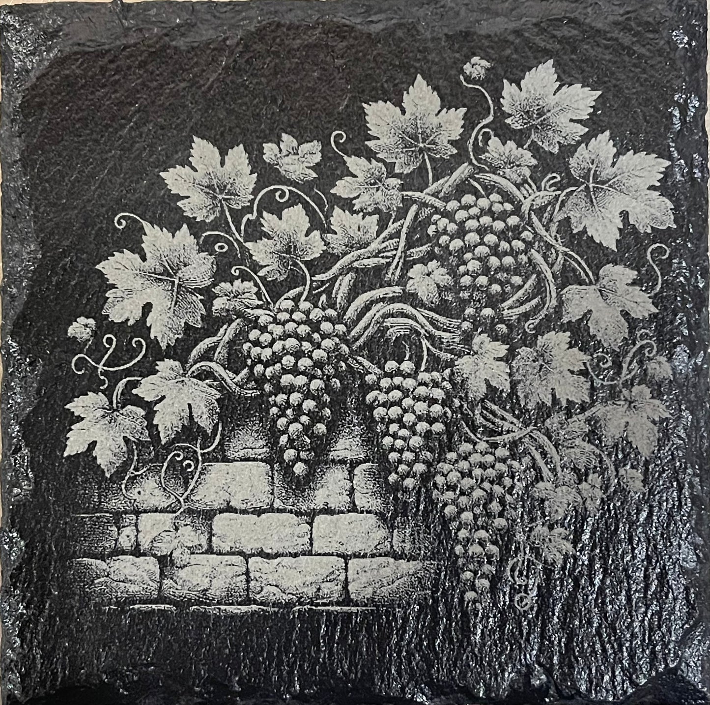 Laser Engraved Slate Coasters - Rustic Vineyard - SET OF 4