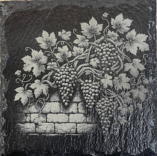 Laser Engraved Slate Coasters - Rustic Vineyard - SET OF 4